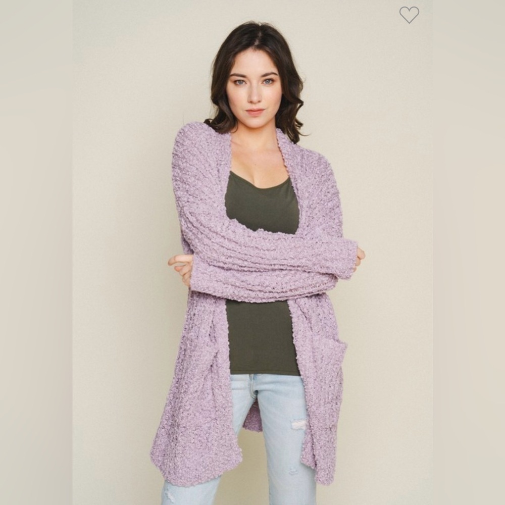 NEW PURPLE POPCORN WOMENS CARDIGAN